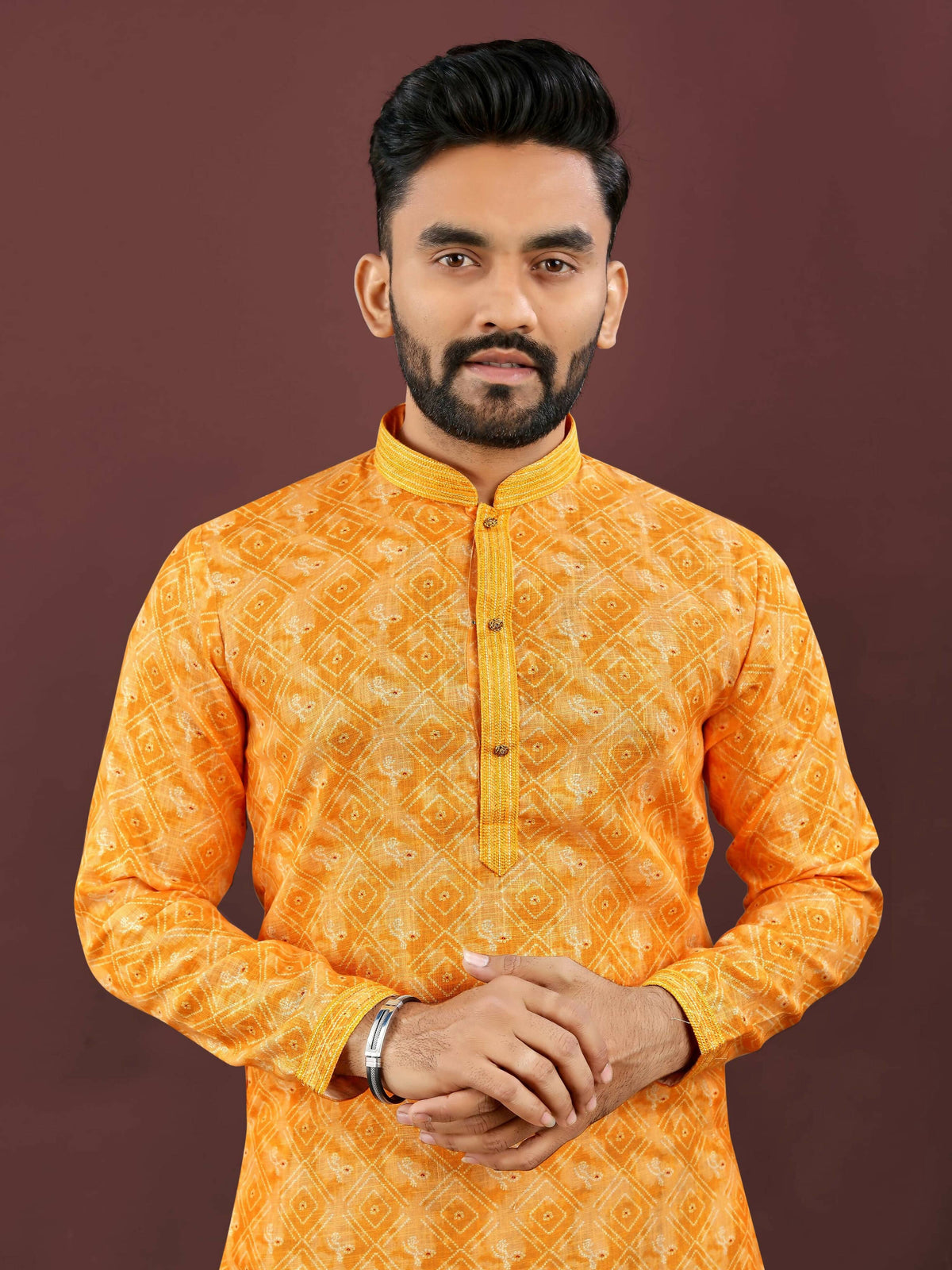 Anaita Dark Yellow Digital Print Kurta | Grocsy