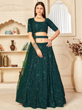 Myra Green Georgette Embroidered Lehenga | Grocsy