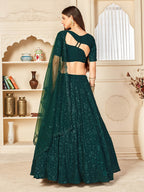 Myra Green Georgette Embroidered Lehenga | Grocsy