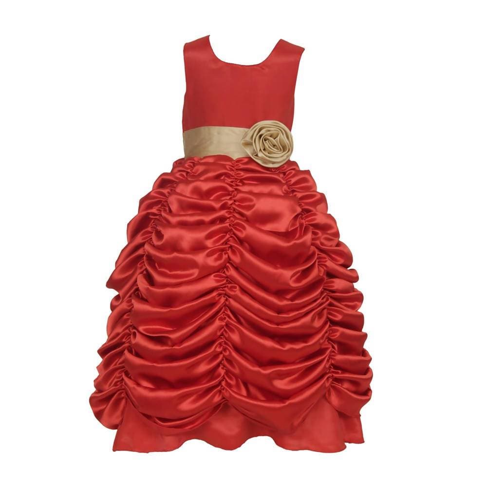 Asmaani Baby Girl's Red Color Satin Party Wear Full Length Dress (AS-DRESS-22022) | Grocsy
