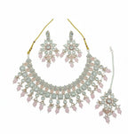 Jewel City Pink Stone Bridal Necklace Set for Women | Traditional Gold-Plated Ethnic Indian Jewelry | Grocsy