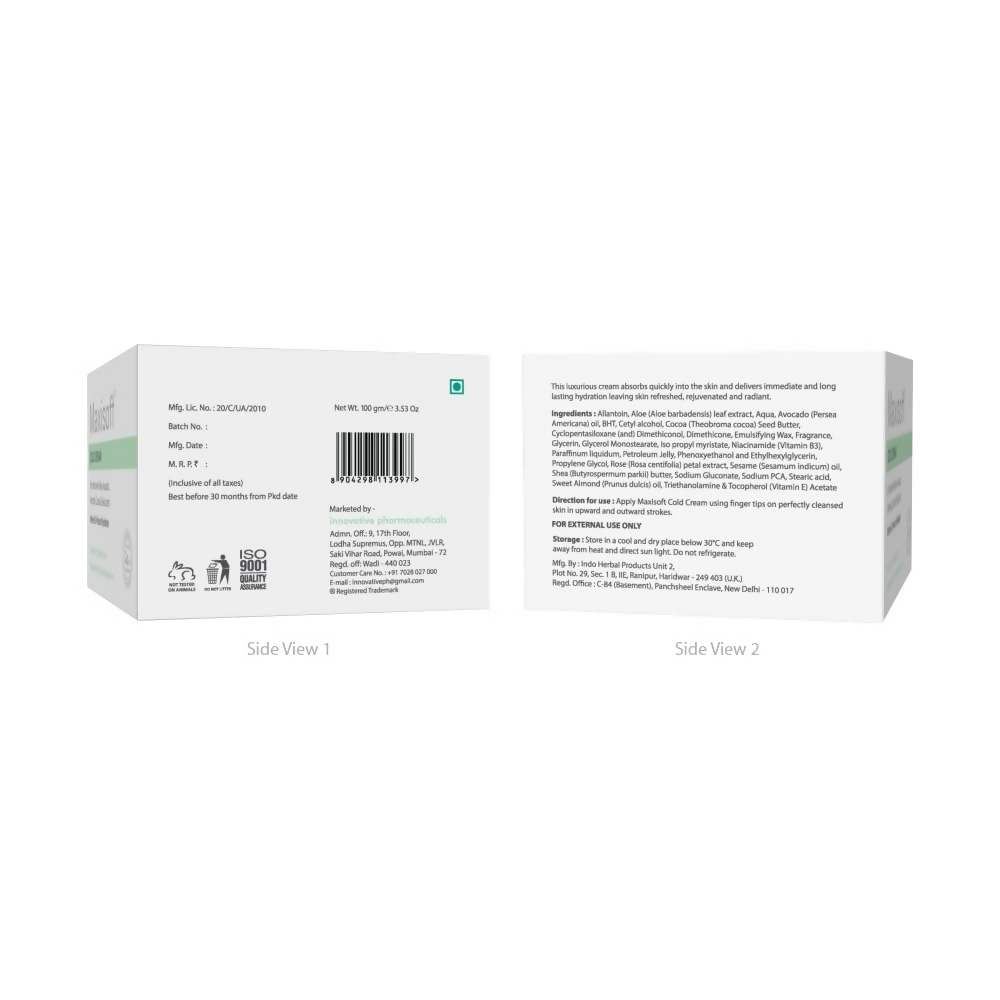 Maxisoft Cold Cream Vitamin E Glowing and Moisturized Skin | Grocsy