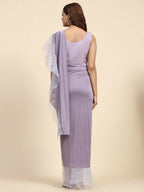 Light Purple Lycra Solid Ready to Wear Saree with stitched Blouse - Nita | Grocsy