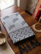 Shree Shyam Fashion Grey Woven Work Linen Fabric Daily Wear Saree With Blouse | Grocsy