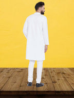 Even Apparels Men's Pure Cotton Self Design White Kurta | Grocsy