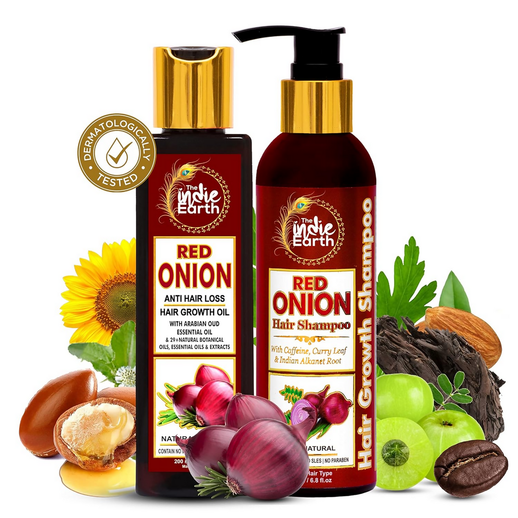 The Indie Earth Red Onion Anti Hair Loss & Hair Growth Combo | Grocsy