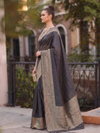 Shree Shyam Fashion Grey Woven Work Art Silk Fabric Party Wear Saree With Blouse | Grocsy
