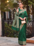 Shree Shyam Fashion Green Woven Work Art Silk Fabric Party Wear Saree With Blouse | Grocsy