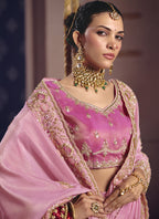 Vegaa Fashion Light_Pink Silk Embroidered Wedding Wear Saree | Grocsy