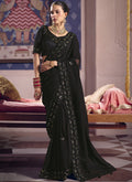 Vegaa Fashion Black Silk Embroidered Wedding Wear Saree | Grocsy