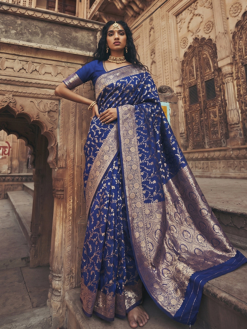 Shree Shyam Fashion Blue Art Silk Fancy Saree | Grocsy