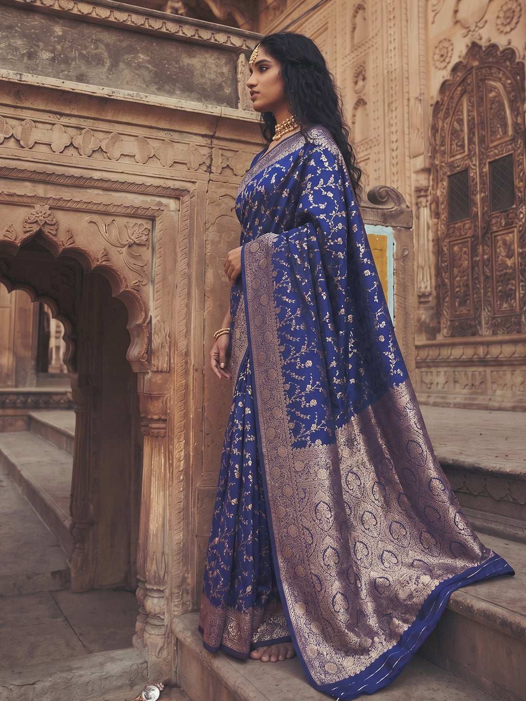 Shree Shyam Fashion Blue Art Silk Fancy Saree | Grocsy
