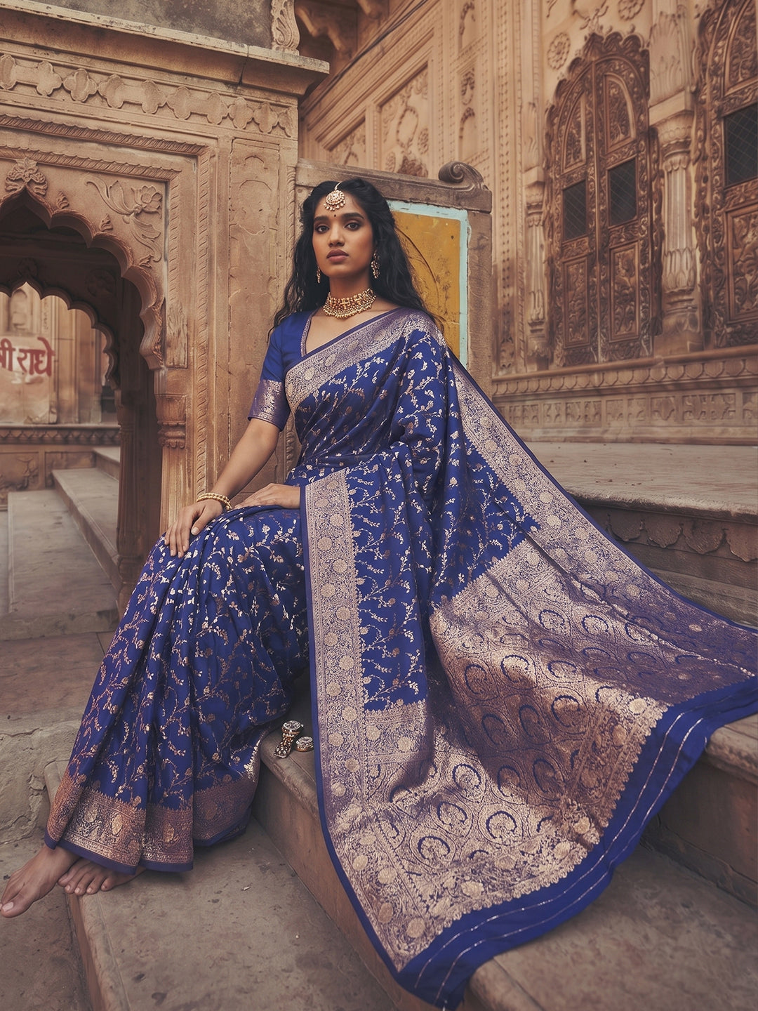 Shree Shyam Fashion Blue Art Silk Fancy Saree | Grocsy