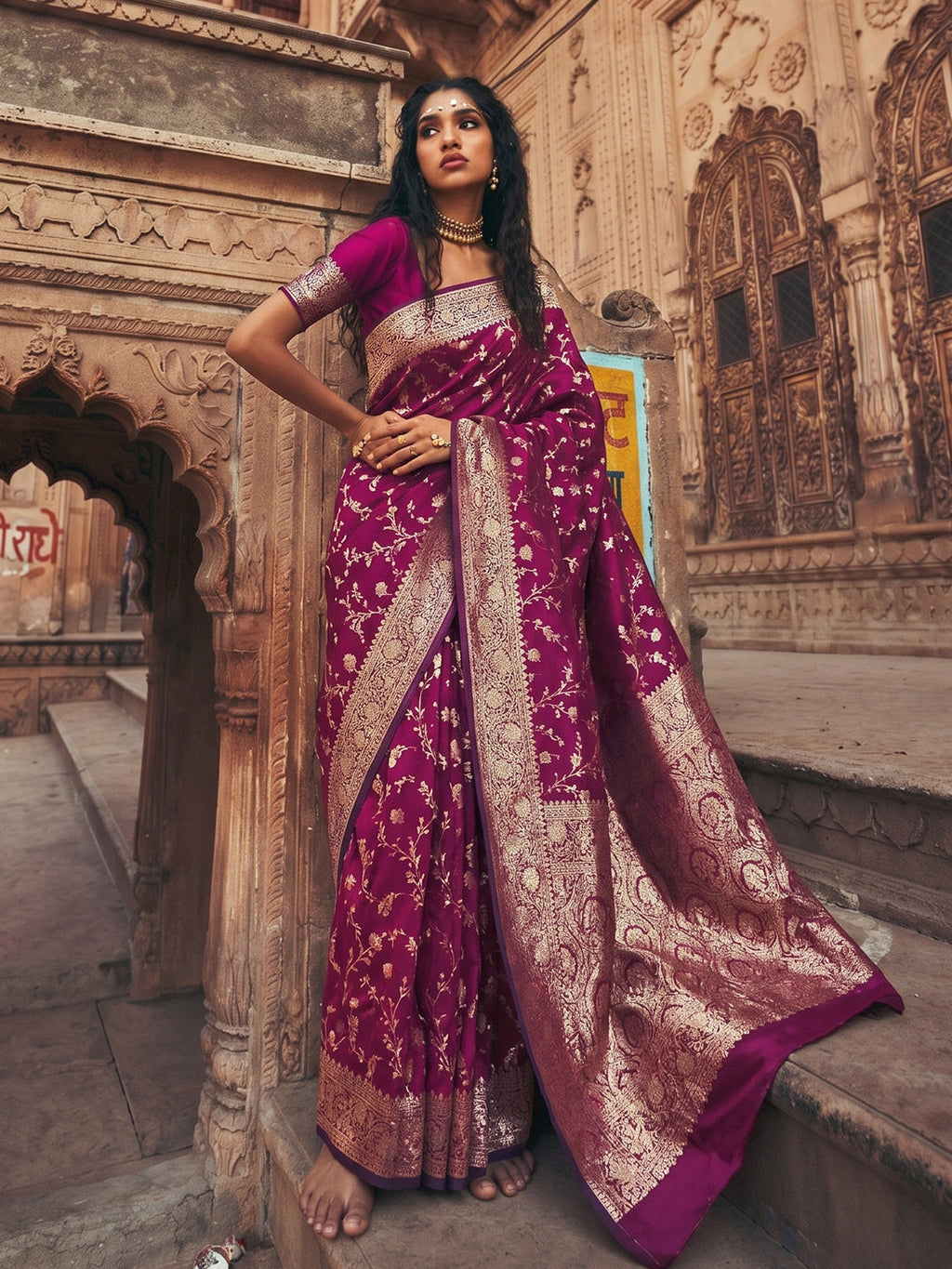 Shree Shyam Fashion Wine Art Silk Fancy Saree | Grocsy