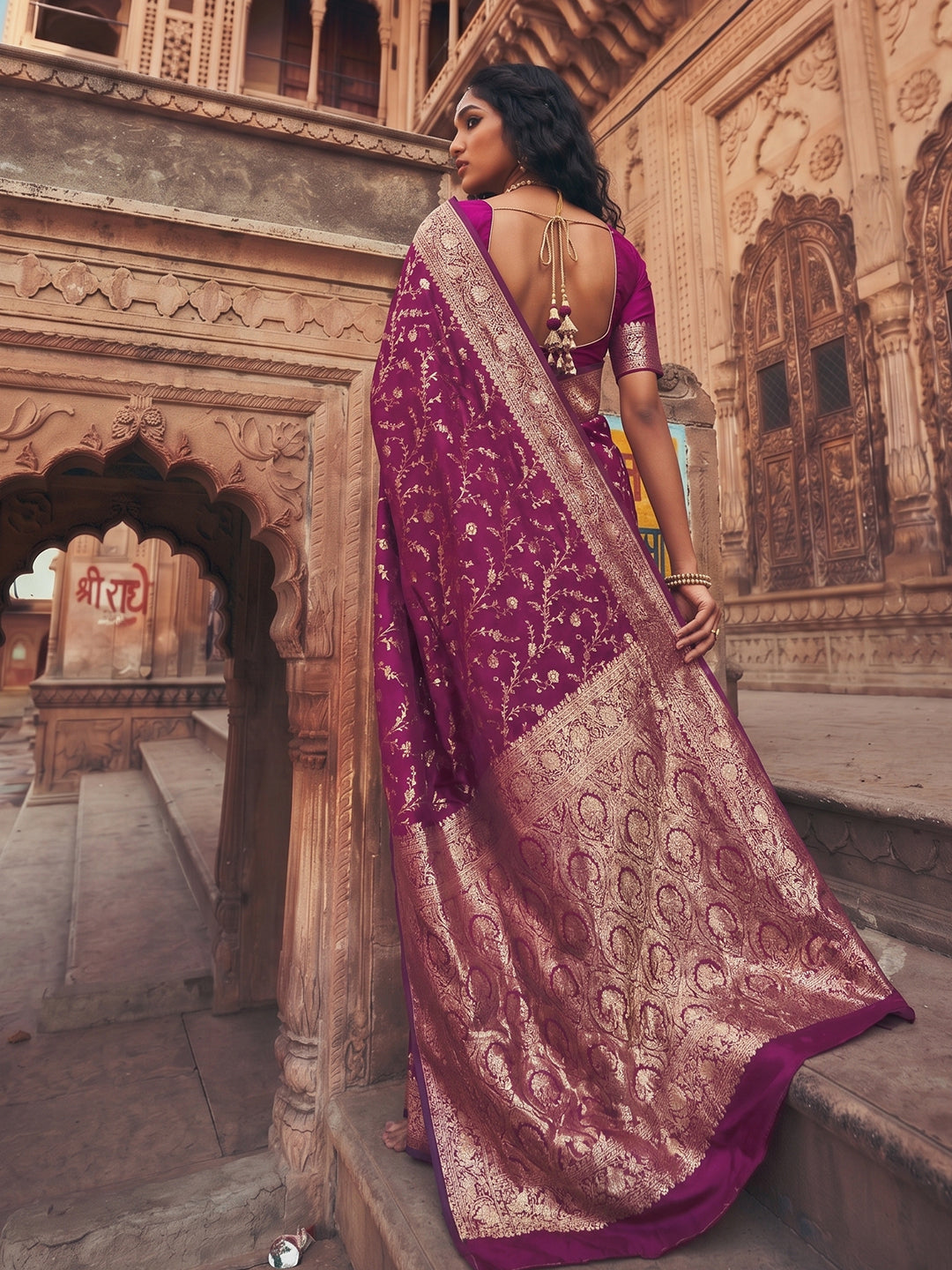 Shree Shyam Fashion Wine Art Silk Fancy Saree | Grocsy