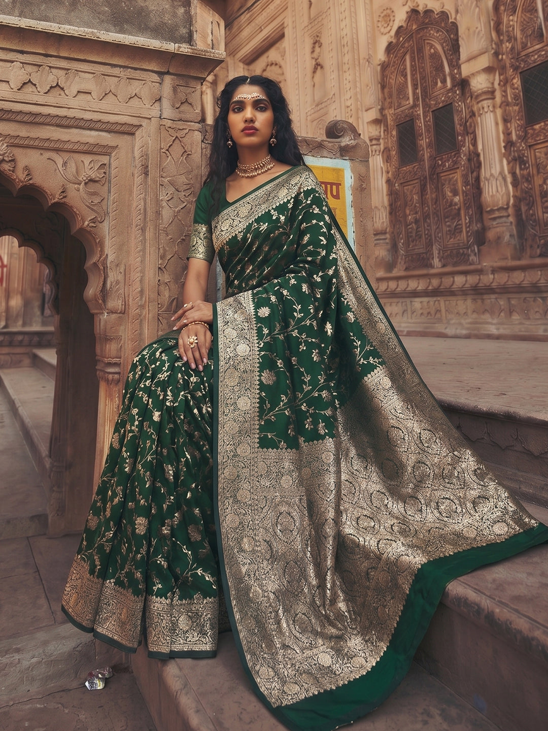 Shree Shyam Fashion Green Art Silk Fancy Saree | Grocsy