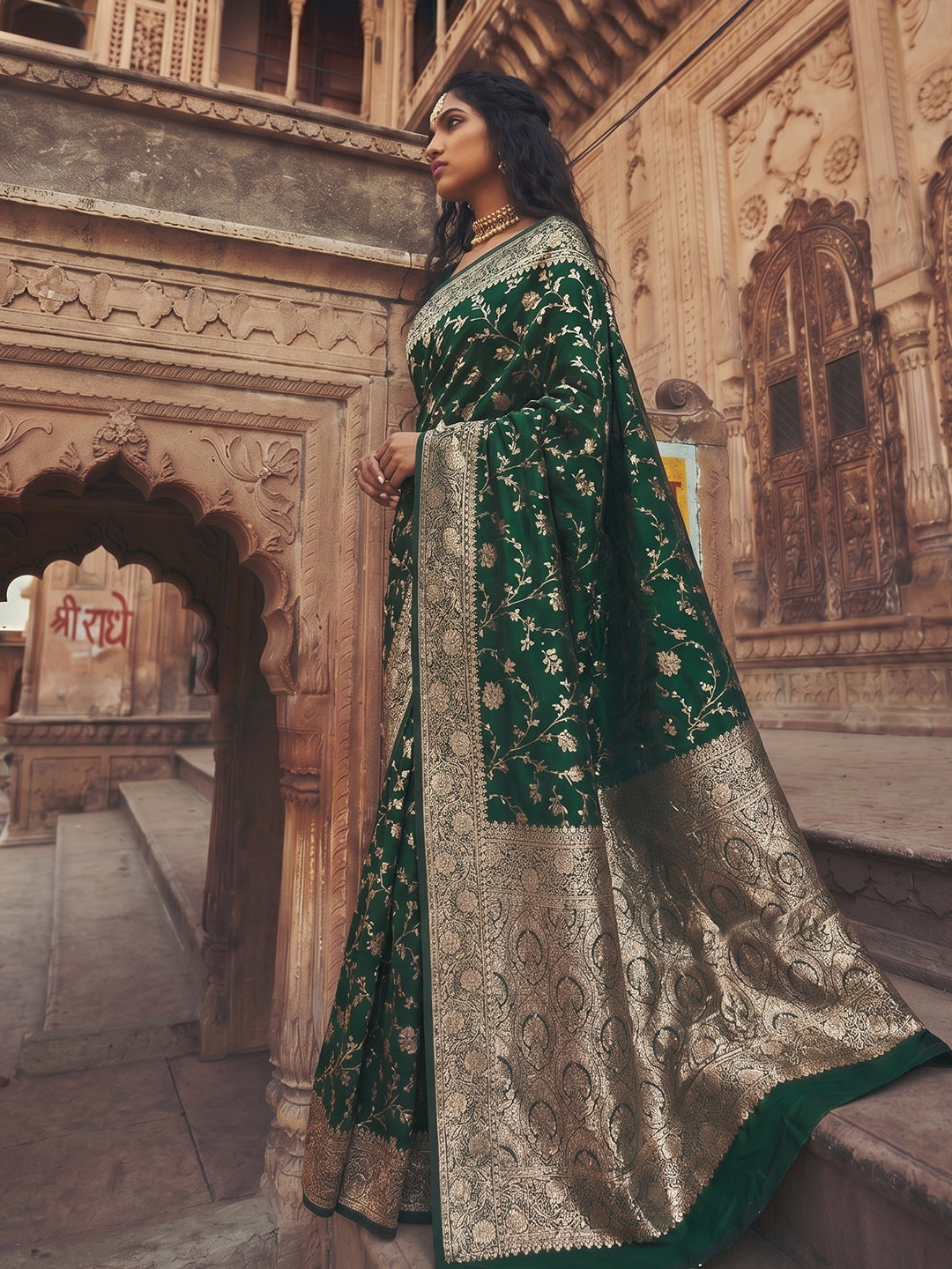 Shree Shyam Fashion Green Art Silk Fancy Saree | Grocsy