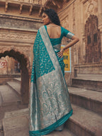 Shree Shyam Fashion Rama Green Art Silk Fancy Saree | Grocsy