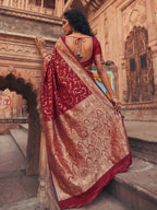 Shree Shyam Fashion Red Art Silk Fancy Saree | Grocsy