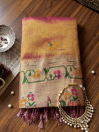 Shree Shyam Fashion Rose Pink Woven Work Tissue Silk Fabric Festive Wear Saree With Blouse | Grocsy