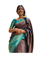 Vamika Weaving Banarasi Jacquard Purple Kanjivaram Saree | Grocsy