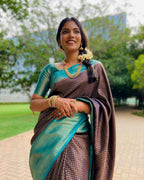Vamika Weaving Banarasi Jacquard Purple Kanjivaram Saree | Grocsy