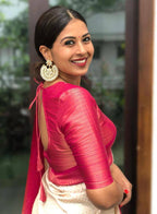 Vamika Weaving Banarasi Jacquard white Kanjivaram Saree | Grocsy