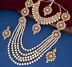 Jewel City Traditional Kundan & Pearl Long Necklace Set Bridal Ethnic Choker Jewelry Set Handcrafted Indian Wedding Jewelry | Grocsy