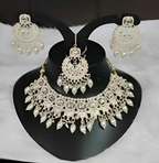 Jewel City Elegant Kundan Pearl Choker Necklace Set - Traditional Indian Bridal Jewelry with Earrings & Maang Tikka | Grocsy