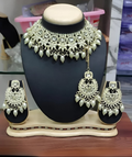 Jewel City Elegant Kundan Pearl Choker Necklace Set - Traditional Indian Bridal Jewelry with Earrings & Maang Tikka | Grocsy