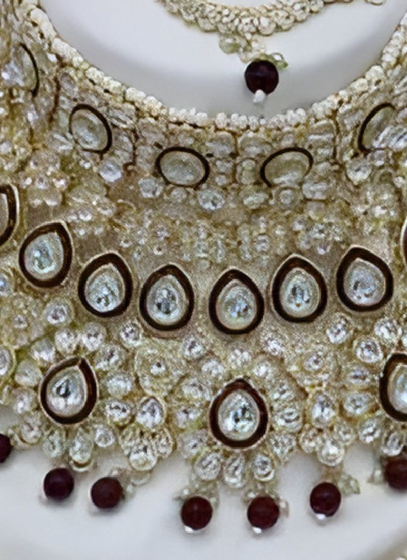 Jewel City Traditional Kundan Bridal Jewelry for Women Handcrafted Necklace with Earrings, Maang Tikka, Indian Wedding Jewellery Set | Grocsy
