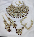 Jewel City Traditional Kundan Bridal Jewelry for Women Handcrafted Necklace with Earrings, Maang Tikka, Indian Wedding Jewellery Set | Grocsy
