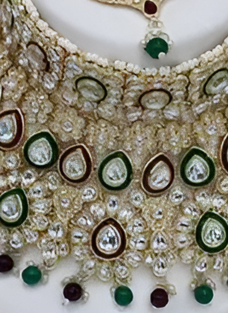 Jewel City Traditional Kundan Bridal Jewelry for Women Handcrafted Necklace with Earrings, Maang Tikka, Indian Wedding Jewellery Set | Grocsy