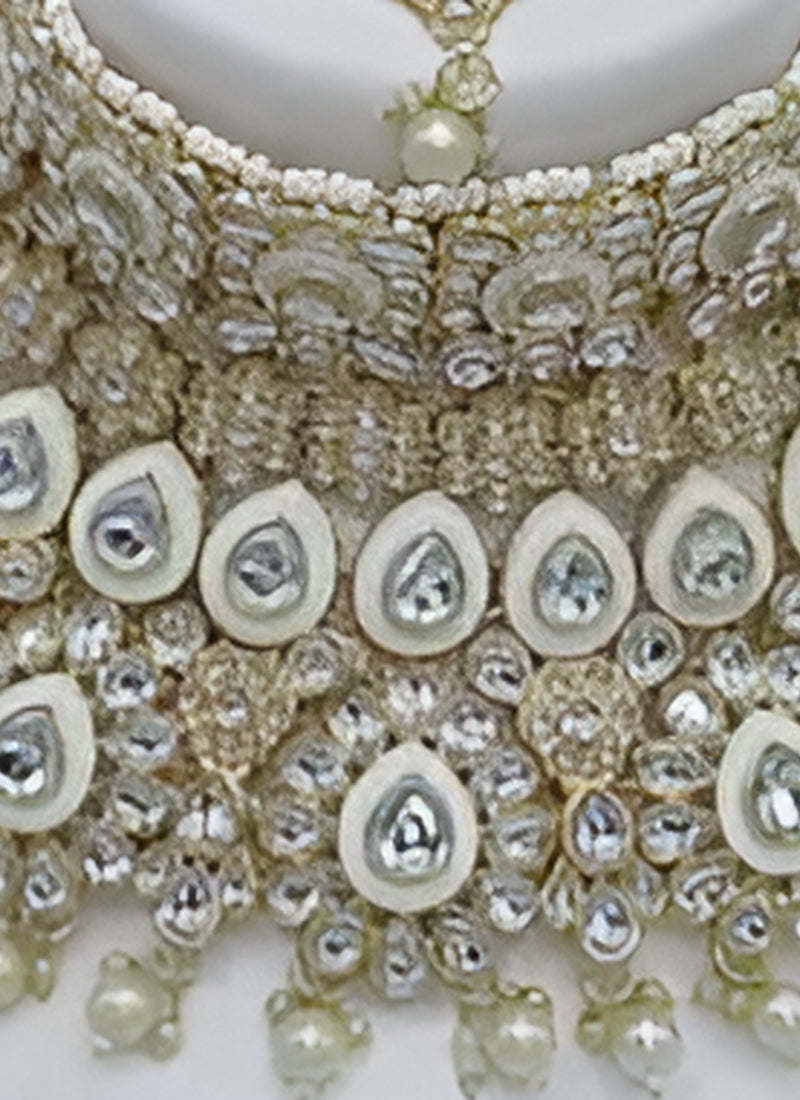 Jewel City Traditional Kundan Bridal Jewelry for Women Handcrafted Necklace with Earrings, Maang Tikka, Indian Wedding Jewellery Set | Grocsy