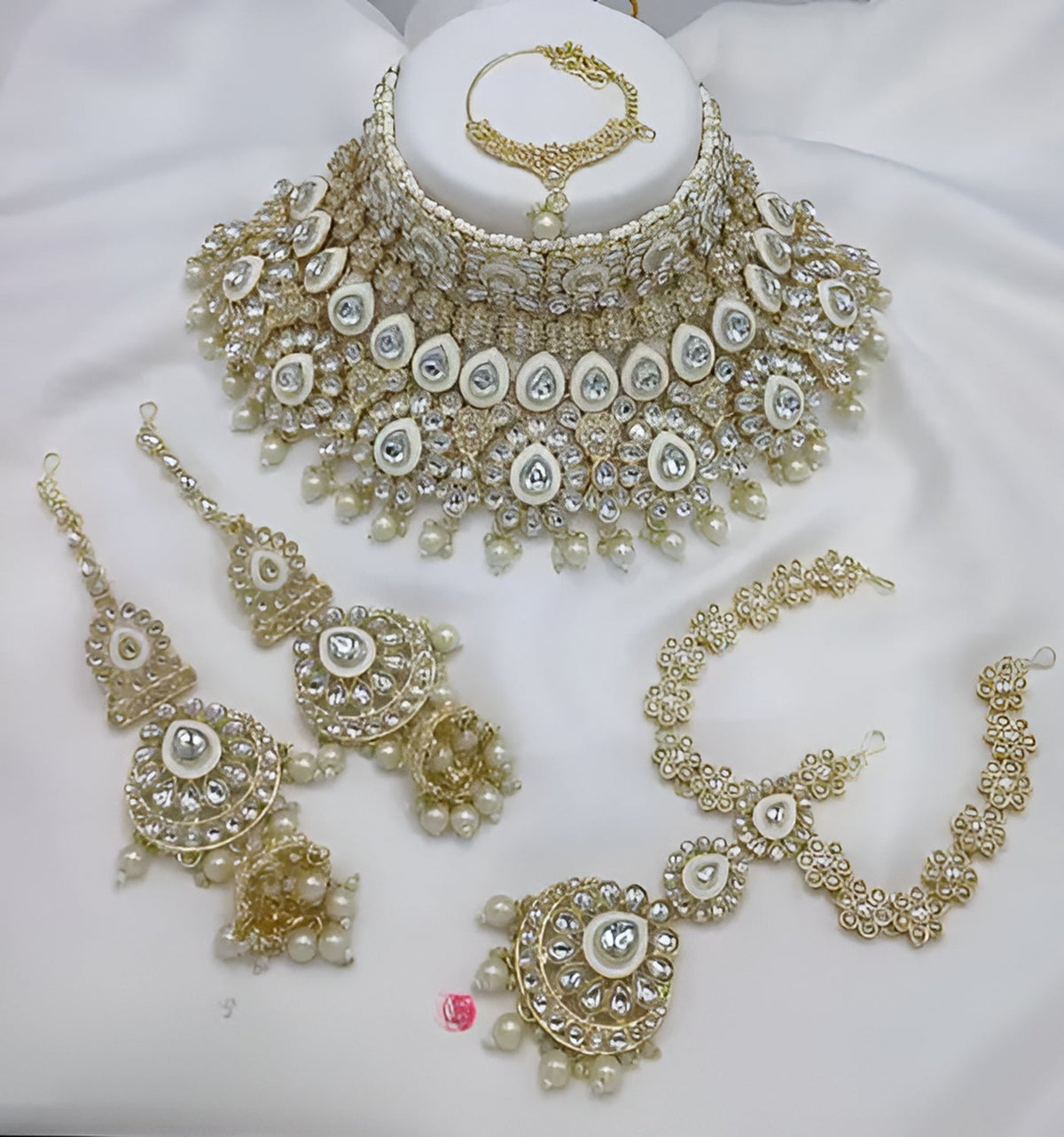 Jewel City Traditional Kundan Bridal Jewelry for Women Handcrafted Necklace with Earrings, Maang Tikka, Indian Wedding Jewellery Set | Grocsy