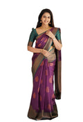 Vamika Weaving Banarasi Jacquard Purple Kanjivaram Saree | Grocsy