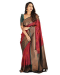 Vamika Weaving Banarasi Jacquard red Kanjivaram Saree | Grocsy