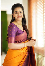 Vamika Weaving Banarasi Jacquard yellow Kanjivaram Saree | Grocsy