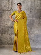 Shree Shyam Fashion Mustard Yellow Kanjivaram Silk Blend Fancy Saree | Grocsy