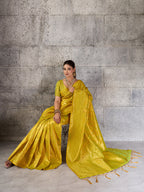 Shree Shyam Fashion Mustard Yellow Kanjivaram Silk Blend Fancy Saree | Grocsy