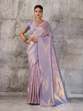 Shree Shyam Fashion Lavender Kanjivaram Silk Blend Fancy Saree | Grocsy