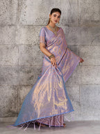 Shree Shyam Fashion Lavender Kanjivaram Silk Blend Fancy Saree | Grocsy