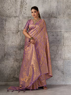 Shree Shyam Fashion Light Purple Kanjivaram Silk Blend Fancy Saree | Grocsy