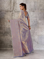 Shree Shyam Fashion Gray Kanjivaram Silk Blend Fancy Saree | Grocsy
