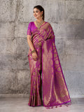 Shree Shyam Fashion Magenta Kanjivaram Silk Blend Fancy Saree | Grocsy