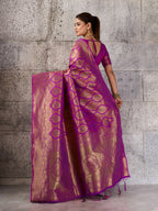 Shree Shyam Fashion Magenta Kanjivaram Silk Blend Fancy Saree | Grocsy