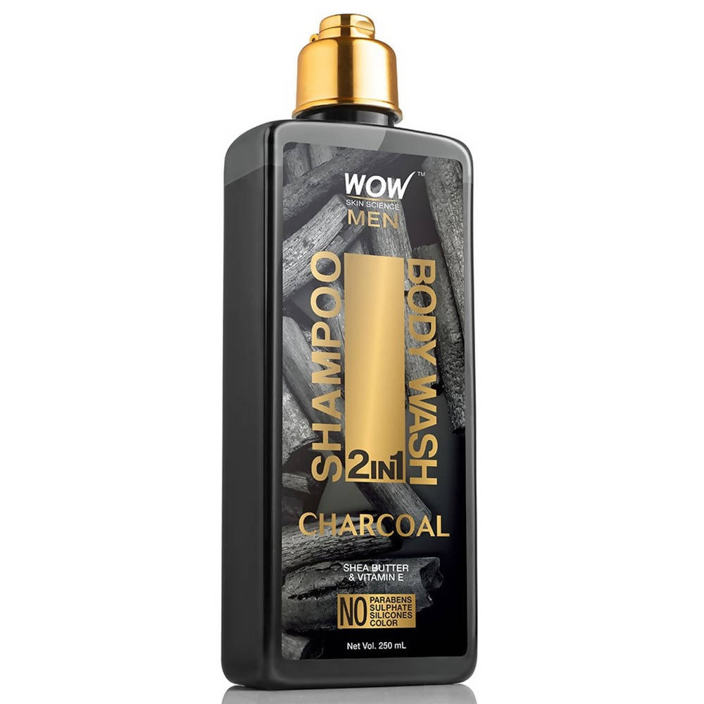 Wow Skin Science Men Charcoal 2 in 1 Body Wash And Shampoo | Grocsy