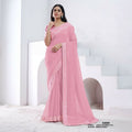 Light Pink Crepe Shimmer Silk Diamond With Hand Work Saree With Unstitched Blouse - Norita Swaraa | Grocsy