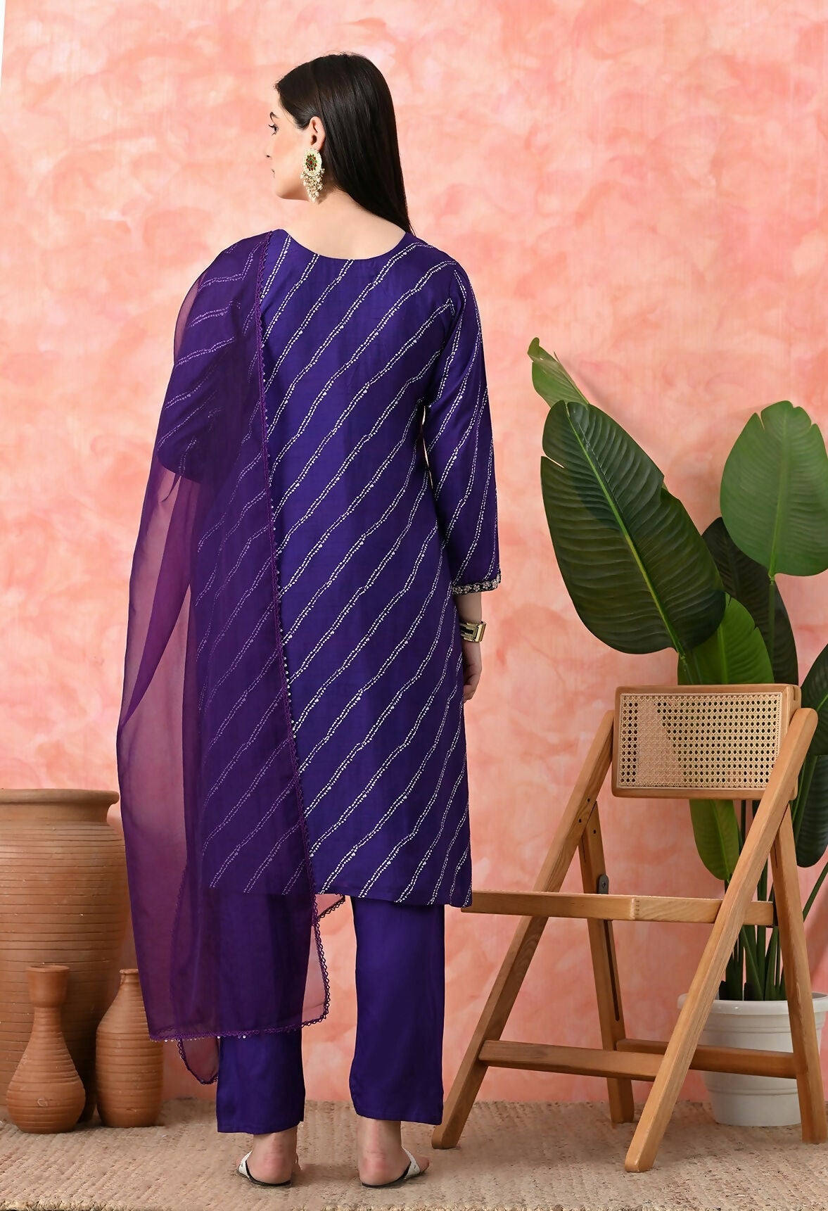 Joban Fashion Purple Premium Pure Viscose Print Dola With Handwork Kurta Set | Grocsy