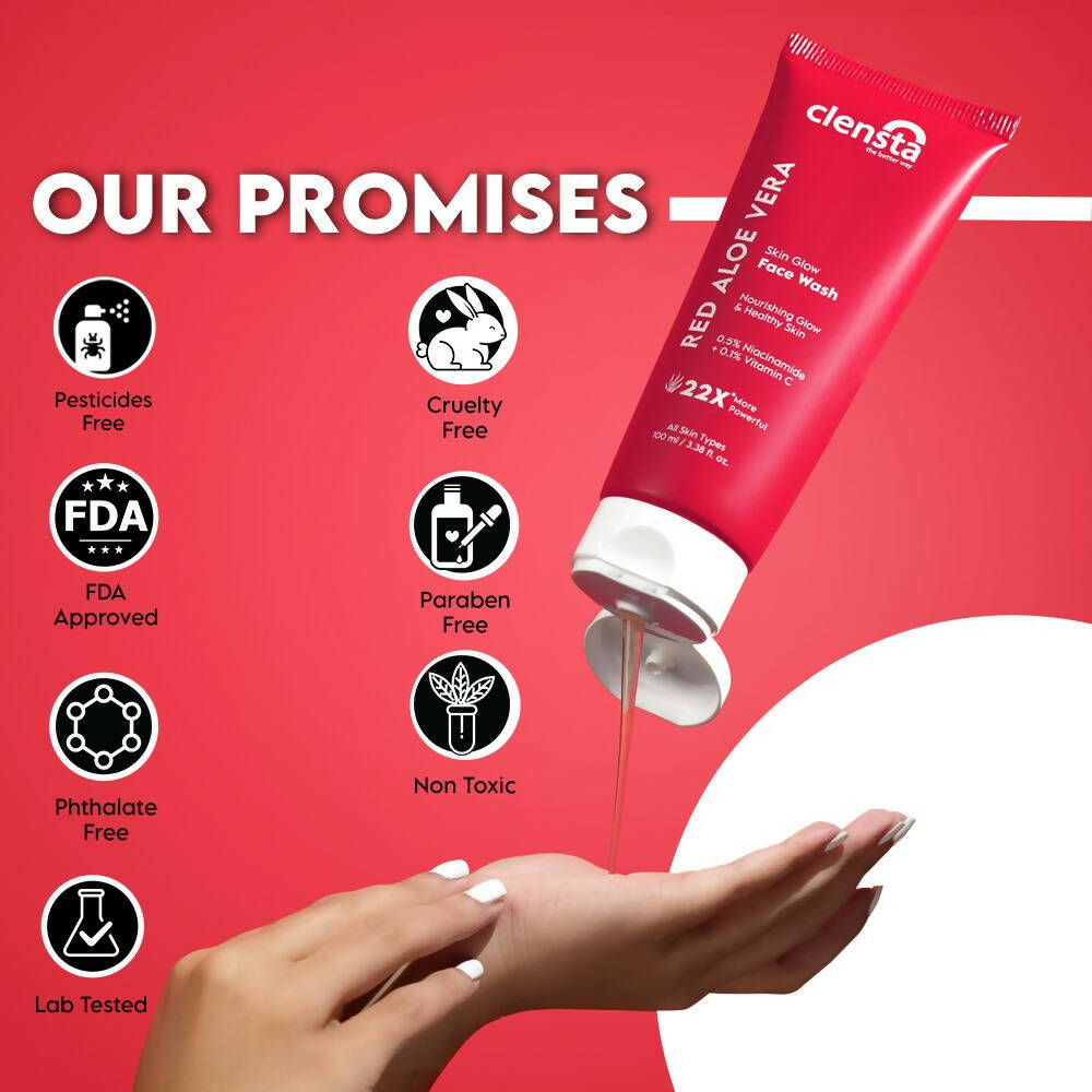 Clensta Red Aloe Vera Skin Glow Face Scrub | Grocsy